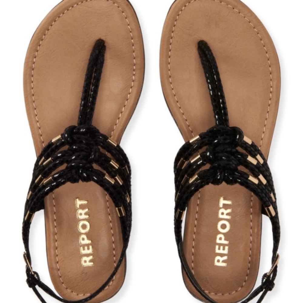 black & gold sandals | report